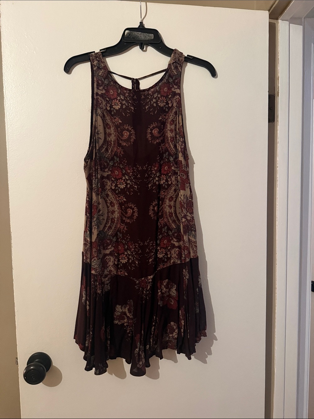 Free People Burgundy Floral Sleeveless Mini Dress